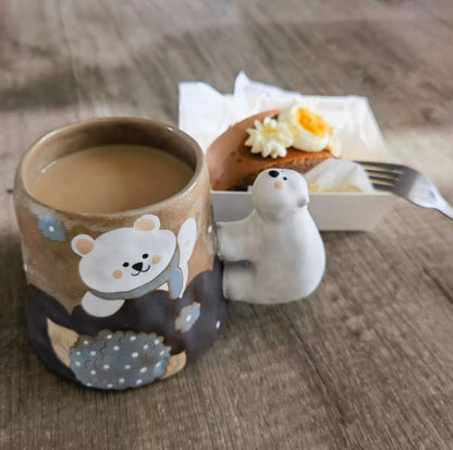 【Handmade to Order】Adorable Vintage Polar Bear Ceramic Mug