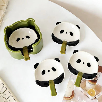 Panda-Shaped Ceramic Dipping Dish Set