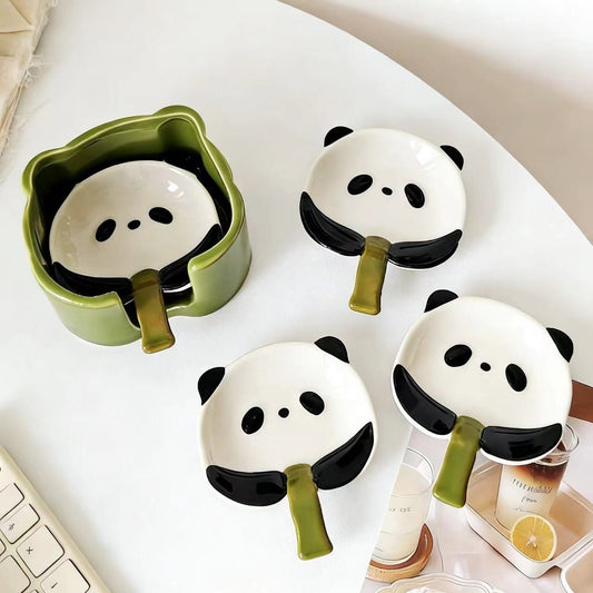 Panda-Shaped Ceramic Dipping Dish Set