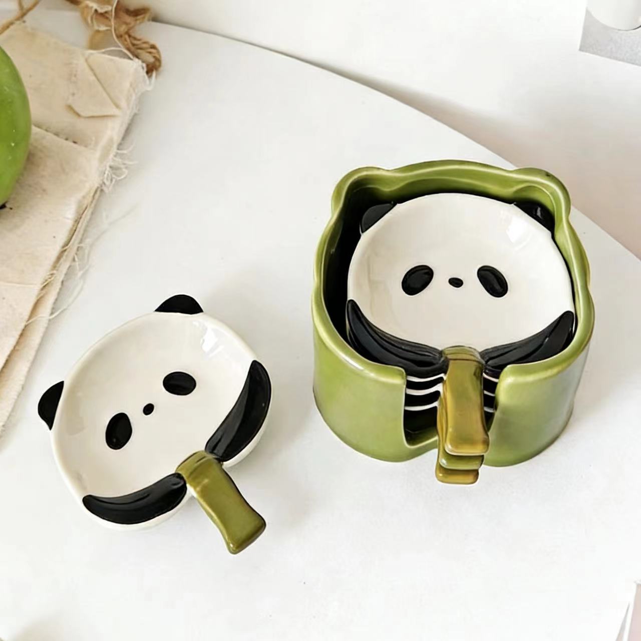 Panda-Shaped Ceramic Dipping Dish Set