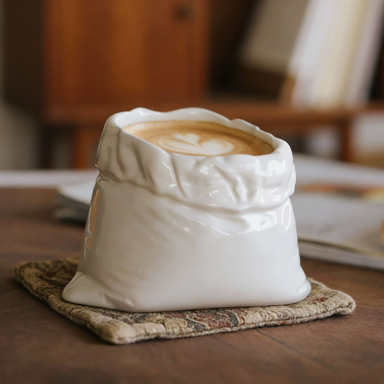 Cloth Bag Shape Ceramic Coffee Mug