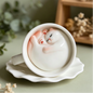 White Cat handmade ceramic coffee cup — hidden cat inside, underglaze painted, 210ml, MeowCeramics