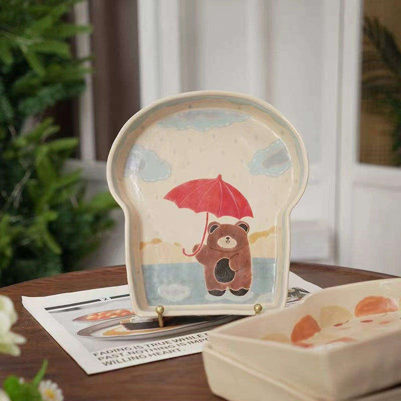 【Handmade to Order】Cute Bread Toast Shaped Plate