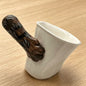 Handmade cat paw tilt mug — Brindle style, 250ml ceramic optical illusion mug, MeowCeramics
