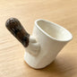 Handmade cat paw tilt mug — Brindle & White style, 250ml ceramic optical illusion mug, MeowCeramics