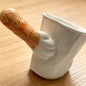 Handmade cat paw tilt mug — Orange & White style, 250ml ceramic optical illusion mug, MeowCeramics