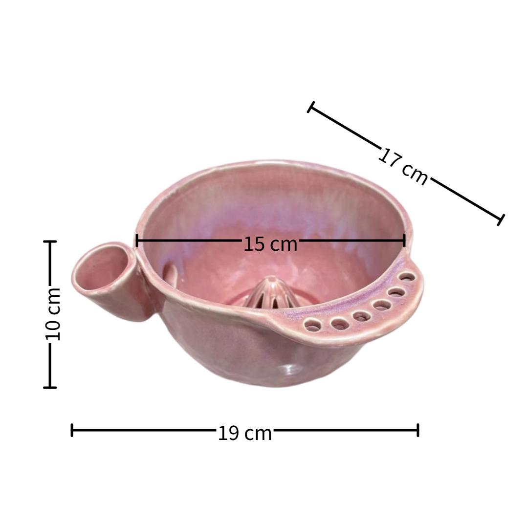 Handmade ceramic swirl berry washing bowl — Regular soft pink, size reference with dimensions, MeowCeramics