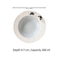 8.5" penguin straw hat plate — handmade ceramic, glacial blue & white, size reference, MeowCeramics