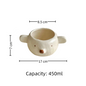 6.8" large bear bowl — handmade rough pottery, hand-painted polar bear, size reference, MeowCeramics