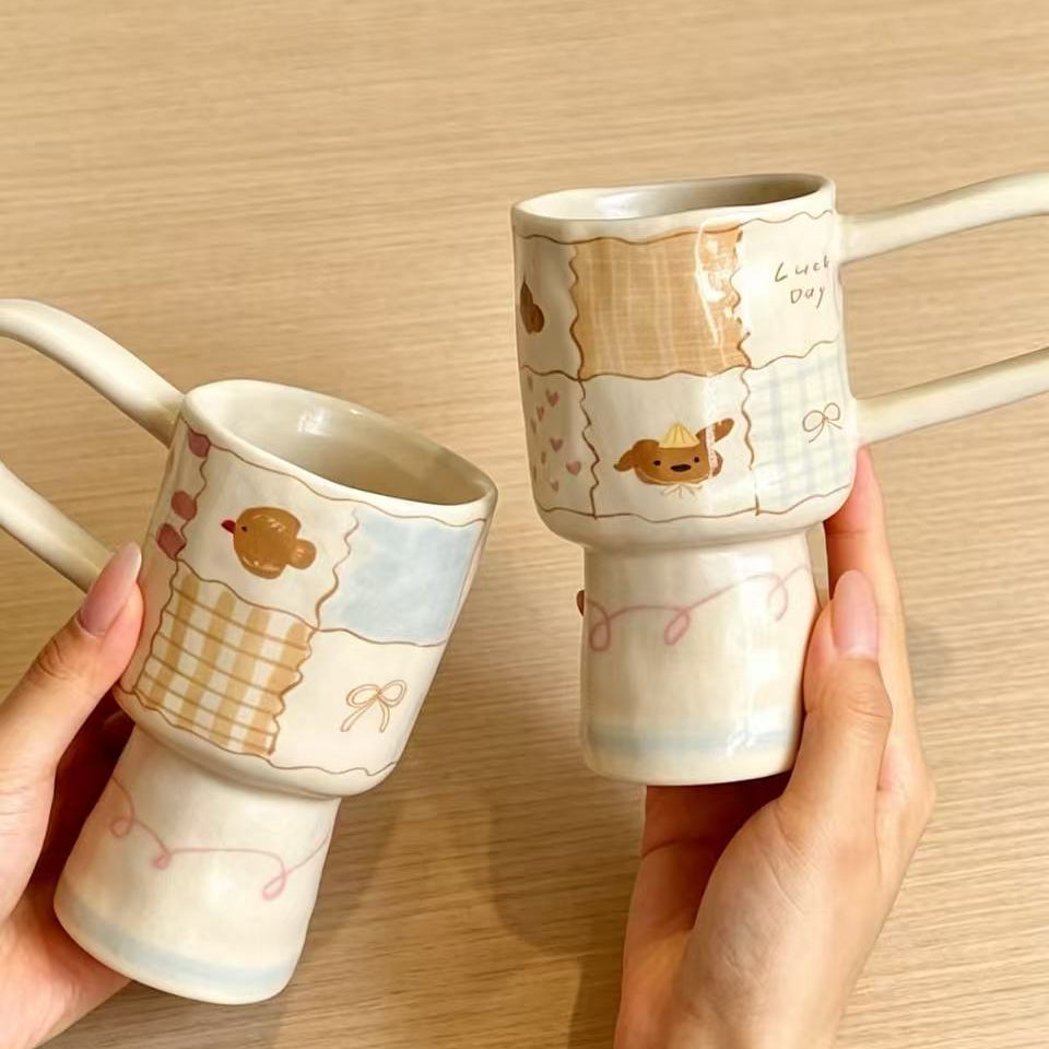 Polar bear rough pottery tableware set — hand-pinched artisan detail, food-safe, MeowCeramics