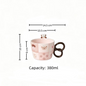 Sweet Heart Bear ceramic cup — underglaze illustration, size reference, MeowCeramics