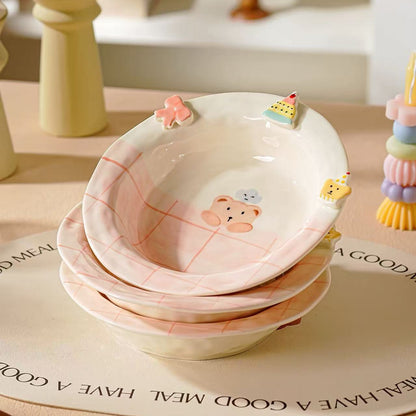 Sweet Heart Bear ceramic tableware — detail shot, high-temperature fired ceramic, MeowCeramics