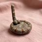 Handmade wool felt cat tail coaster — coffee brown variant display, MeowCeramics