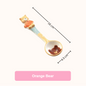 Handmade Orange Bear ceramic long-handle spoon — hand-painted, food-safe, with size reference, MeowCeramics